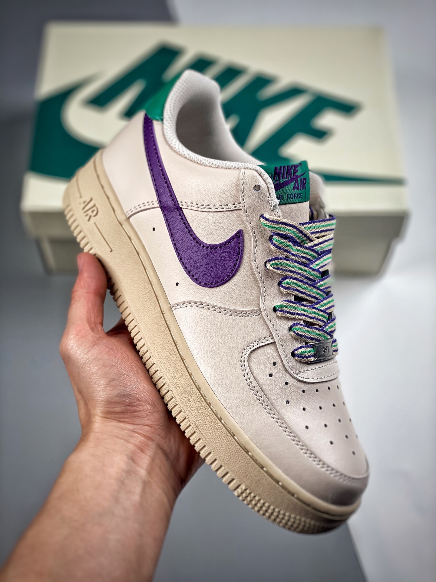 -3 Nike Air Force 1 '07 Low "marfil" Air Force 1 low top zapatos deportivos, zapatos casuales, borde dorado con verde, …