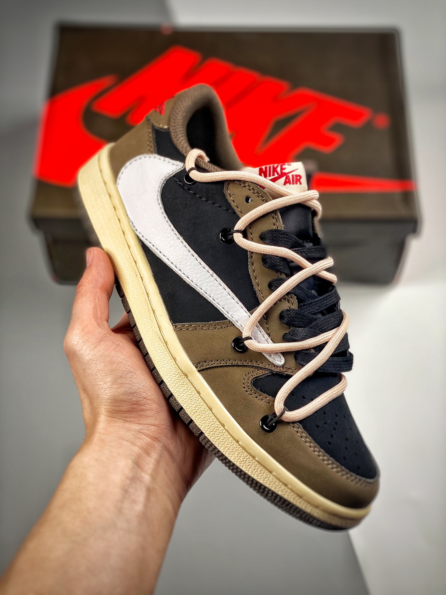 -2 TS x Air Jordan 1 Low swoosh invertido deconstruido, piel de primera capa de alta calidad teñida a medida, materiale…