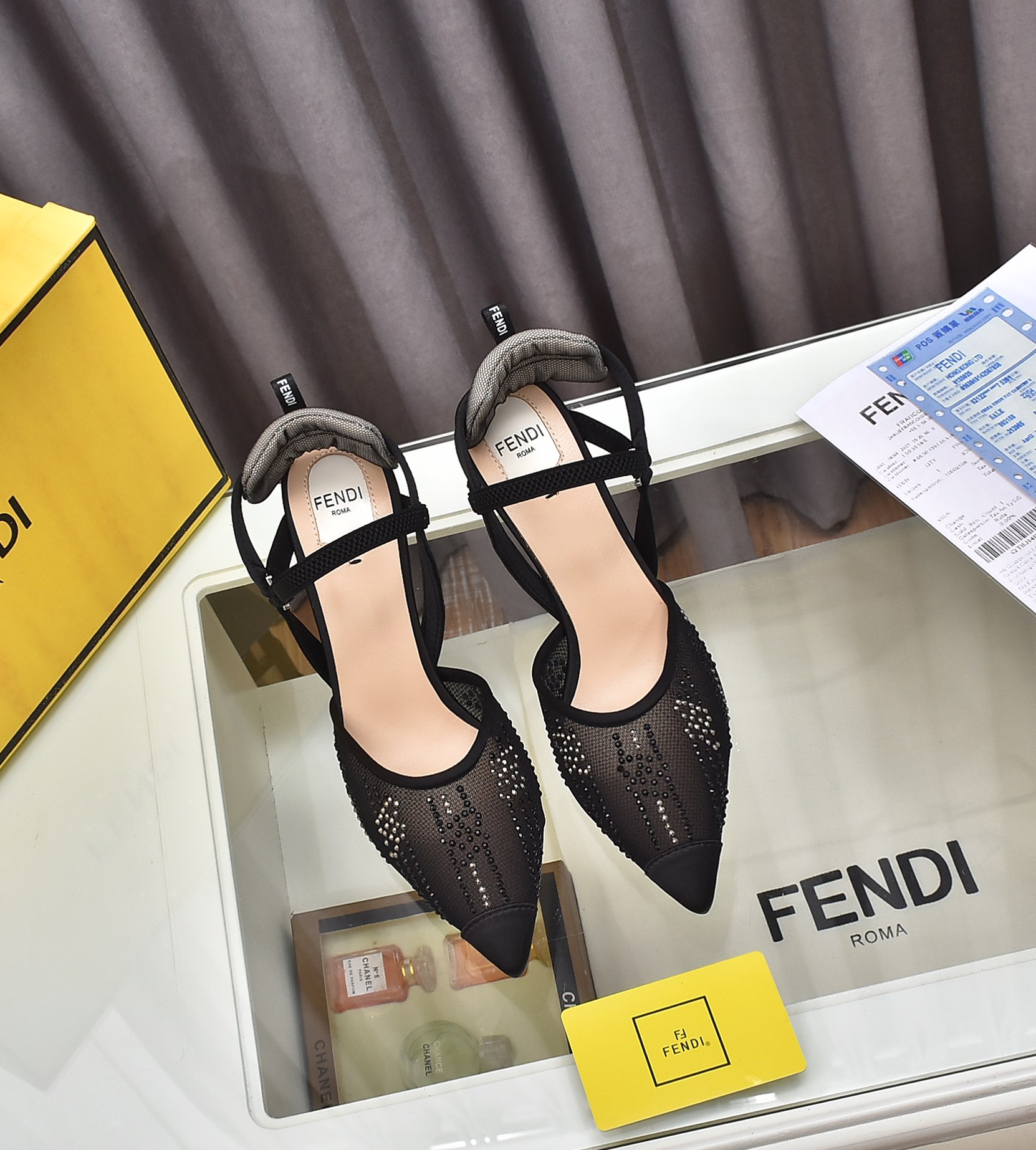 Fábrica de la nueva Fendi tacón alto 8,5/medio tacón 5,5 cm zapatos puntiagudosTejido: multicolor, f