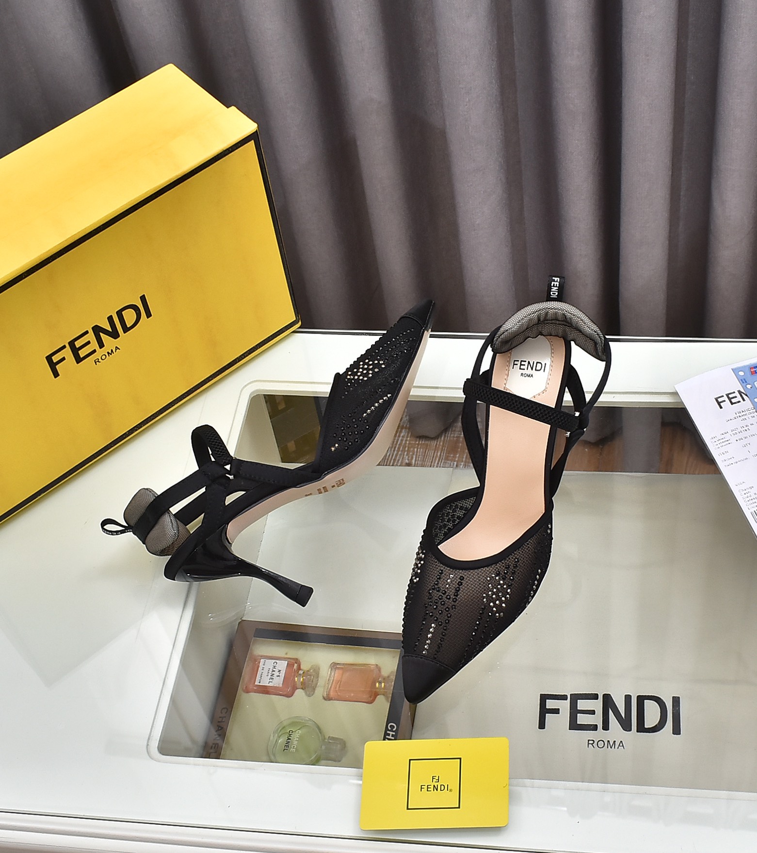 Fábrica de la nueva Fendi tacón alto 8,5/medio tacón 5,5 cm zapatos puntiagudosTejido: multicolor, f