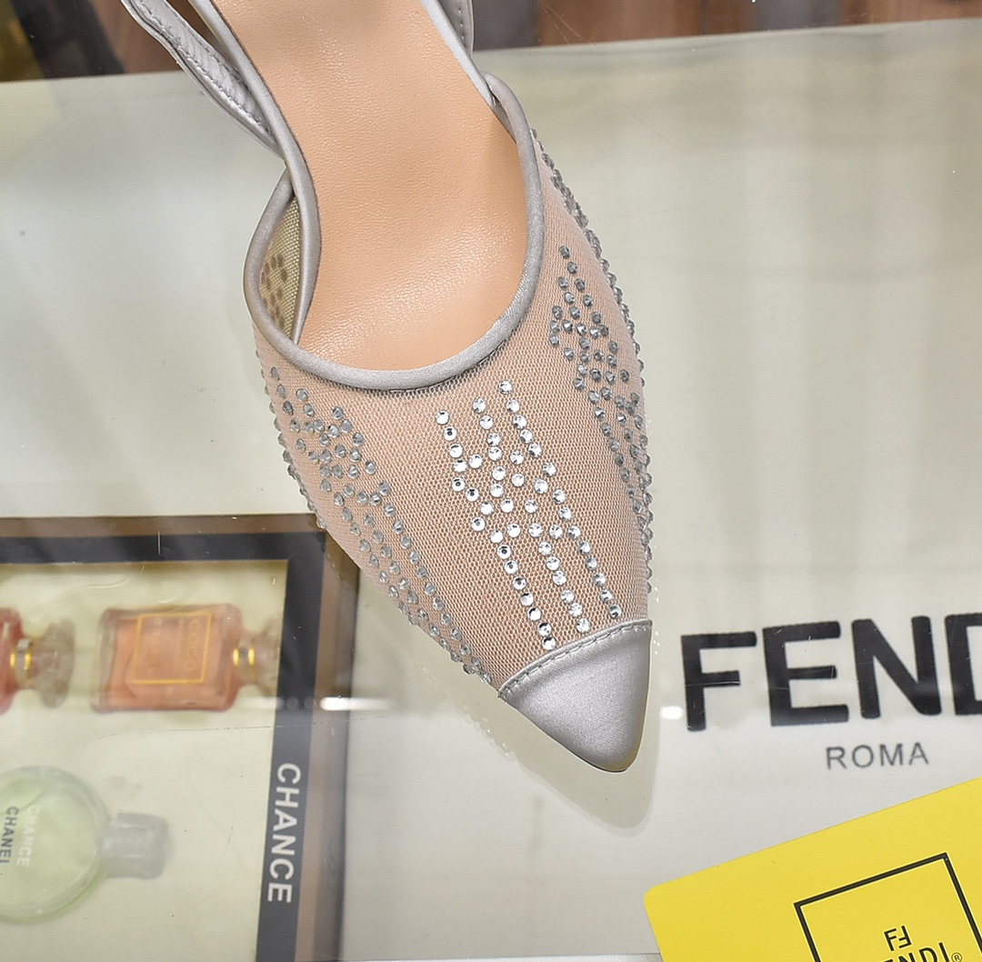 Fábrica de la nueva Fendi tacón alto 8,5 / tacón medio 5,5 cm zapatos puntiagudos tela: multicolor, 