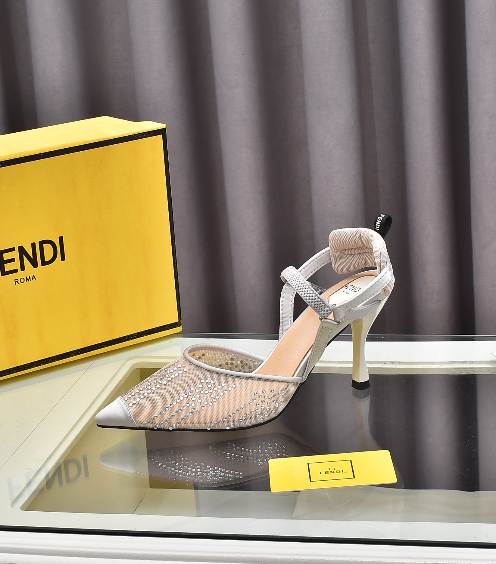 Fábrica de la nueva Fendi tacón alto 8,5 / tacón medio 5,5 cm zapatos puntiagudos tela: multicolor, 