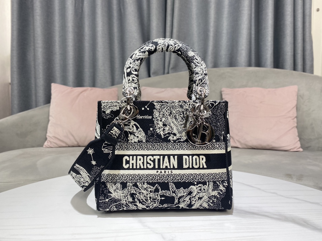 Dior Bags Handbags Shop Designer Replica
 Black Gold White Embroidery Lady