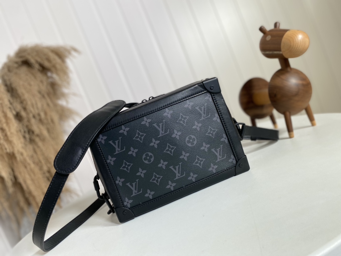 Louis Vuitton LV Soft Trunk Crossbody & Shoulder Bags Black Monogram Canvas Chains M44730