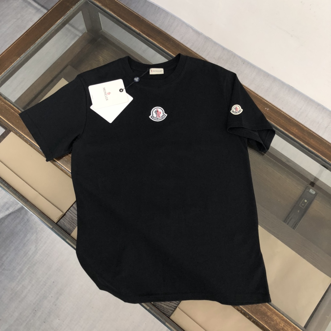 Moncler Clothing T-Shirt Luxury 7 Star Replica
 Black White Cotton Summer Collection Short Sleeve