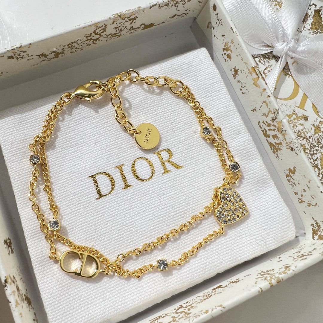 新款☑️DIOR迪奥CD桃心双层手链 项链