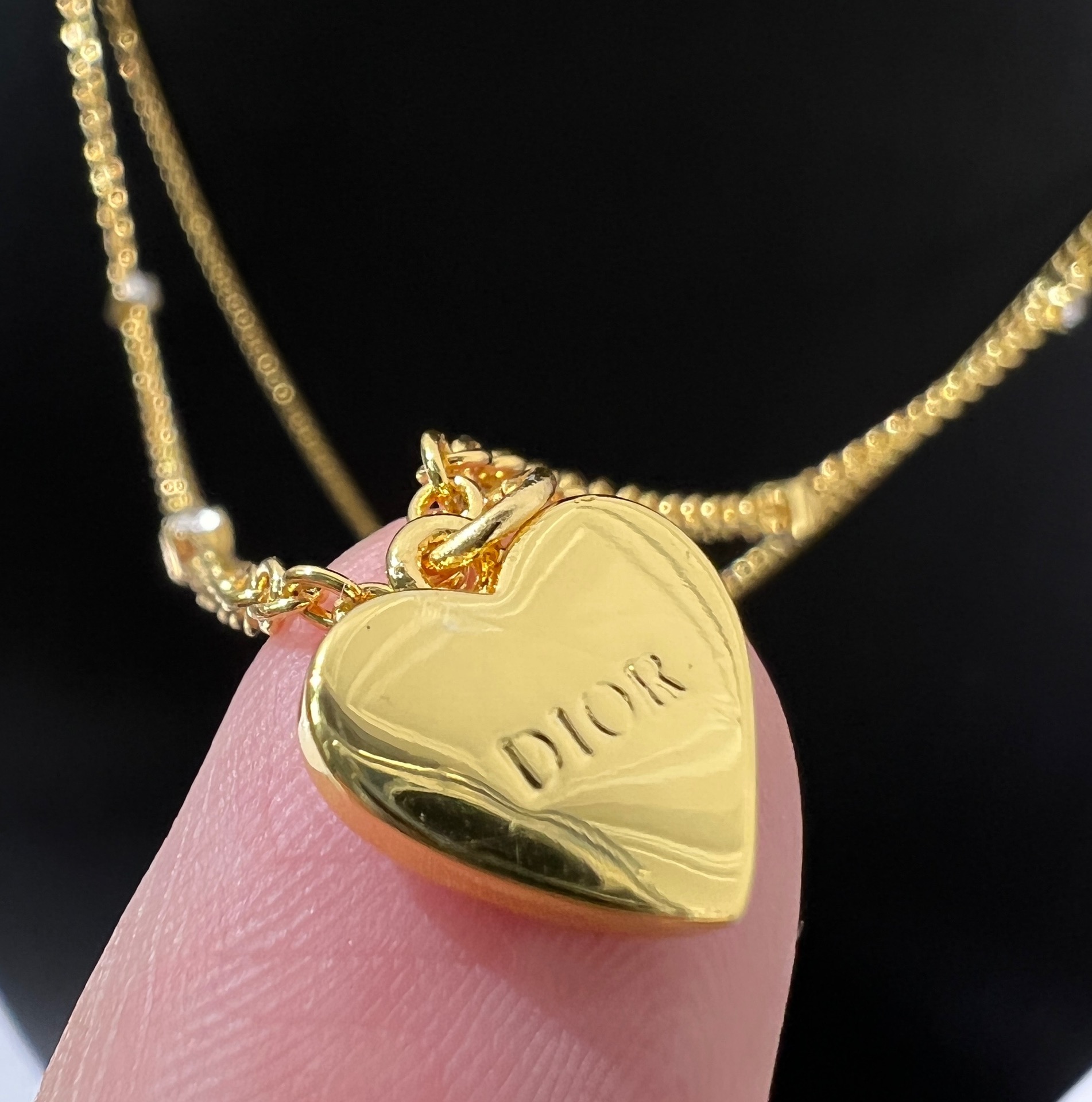 新款☑️DIOR迪奥CD桃心双层手链 项链