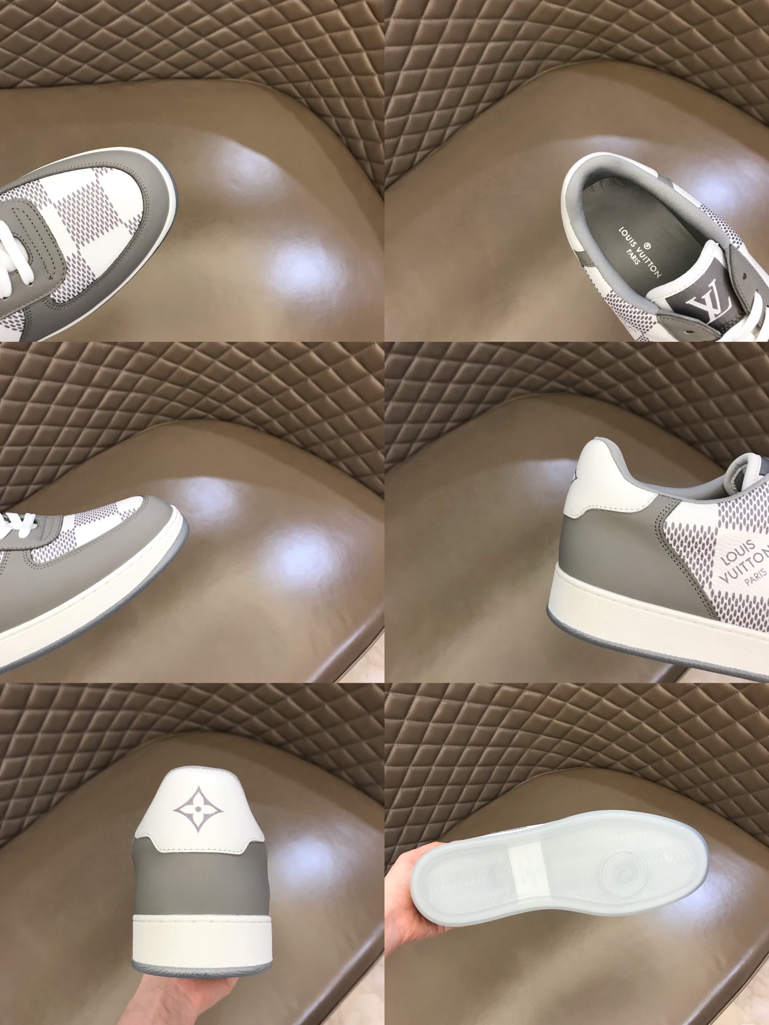 LV/路易威登   棋盘格印花头层牛皮制作男士经典休闲运动鞋