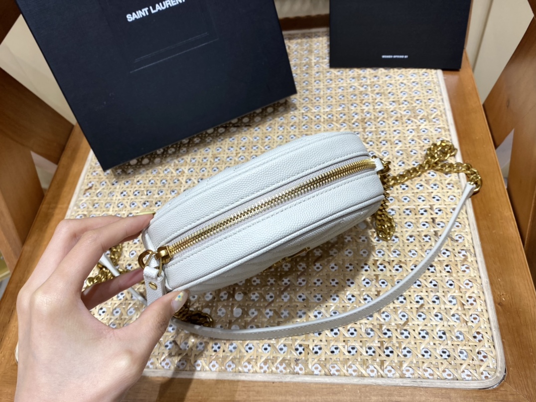 Saint laurent Ysl 最新VINYLE鱼子酱小圆包 610436白色