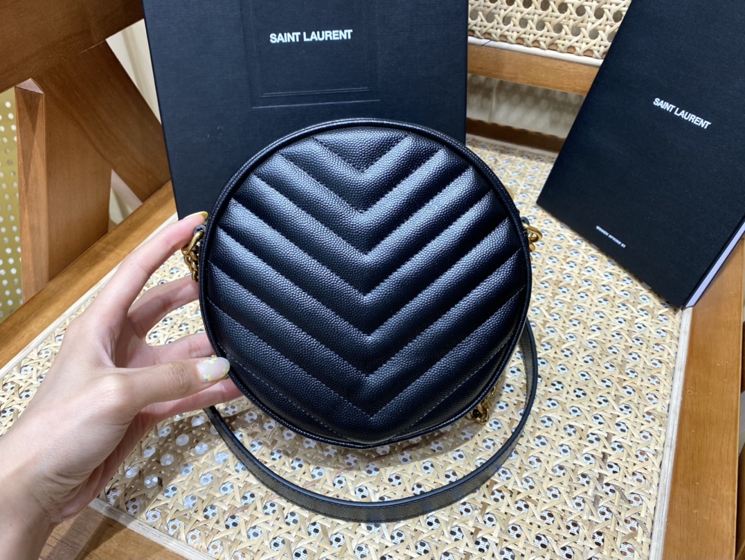 Saint laurent Ysl 最新VINYLE鱼子酱小圆包 610436黑色