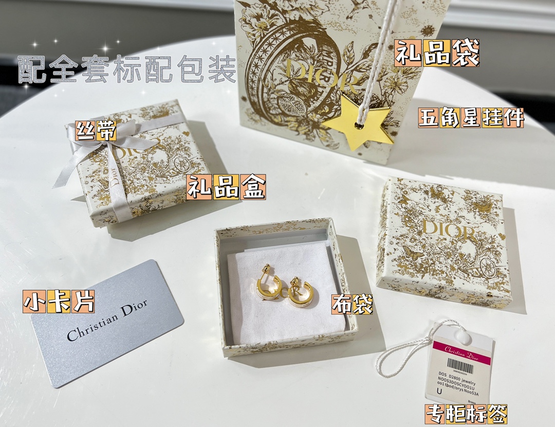 新款☑️DIOR迪奥字母耳钉耳环