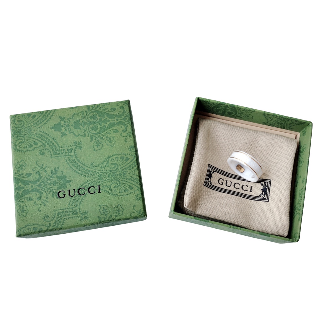 Gucci 得物渠道专供 GUCCI古驰Icon系列双G-黑白陶瓷戒指-情侣对戒