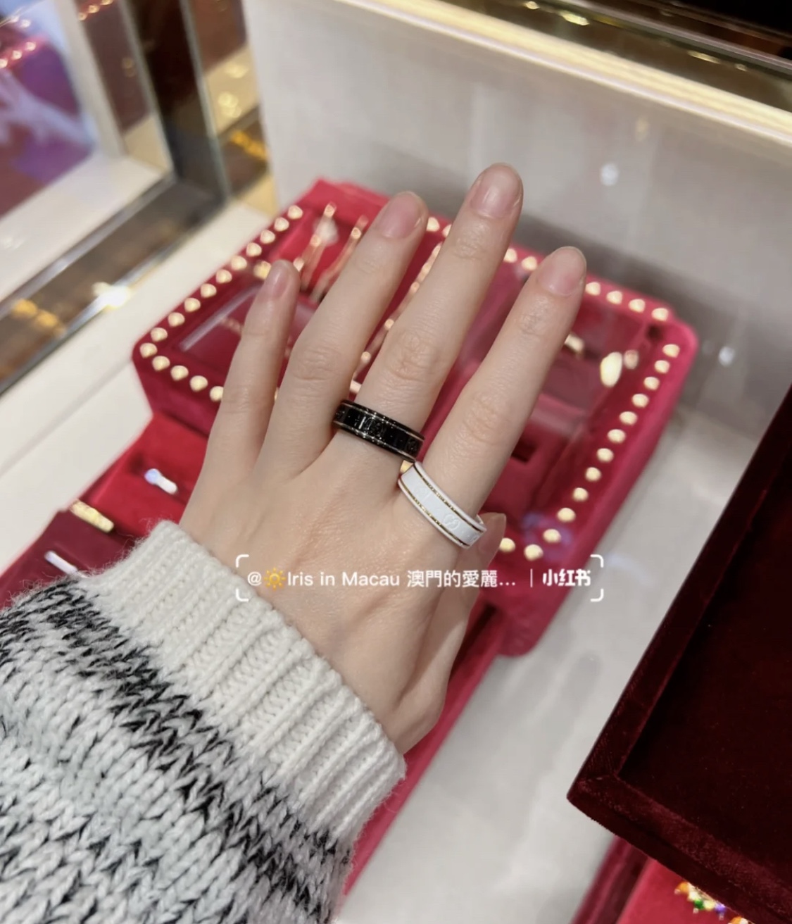 Gucci 得物渠道专供 GUCCI古驰Icon系列双G-黑白陶瓷戒指-情侣对戒