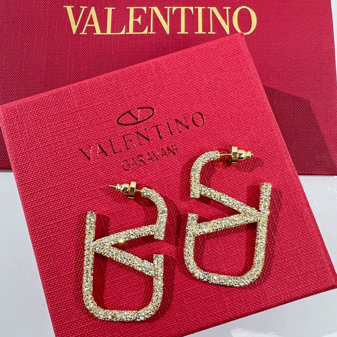 新款☑️ VALENTINO华伦天奴满钻耳环耳钉
