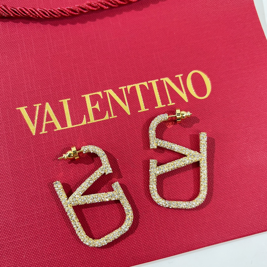 新款☑️ VALENTINO华伦天奴满钻耳环耳钉