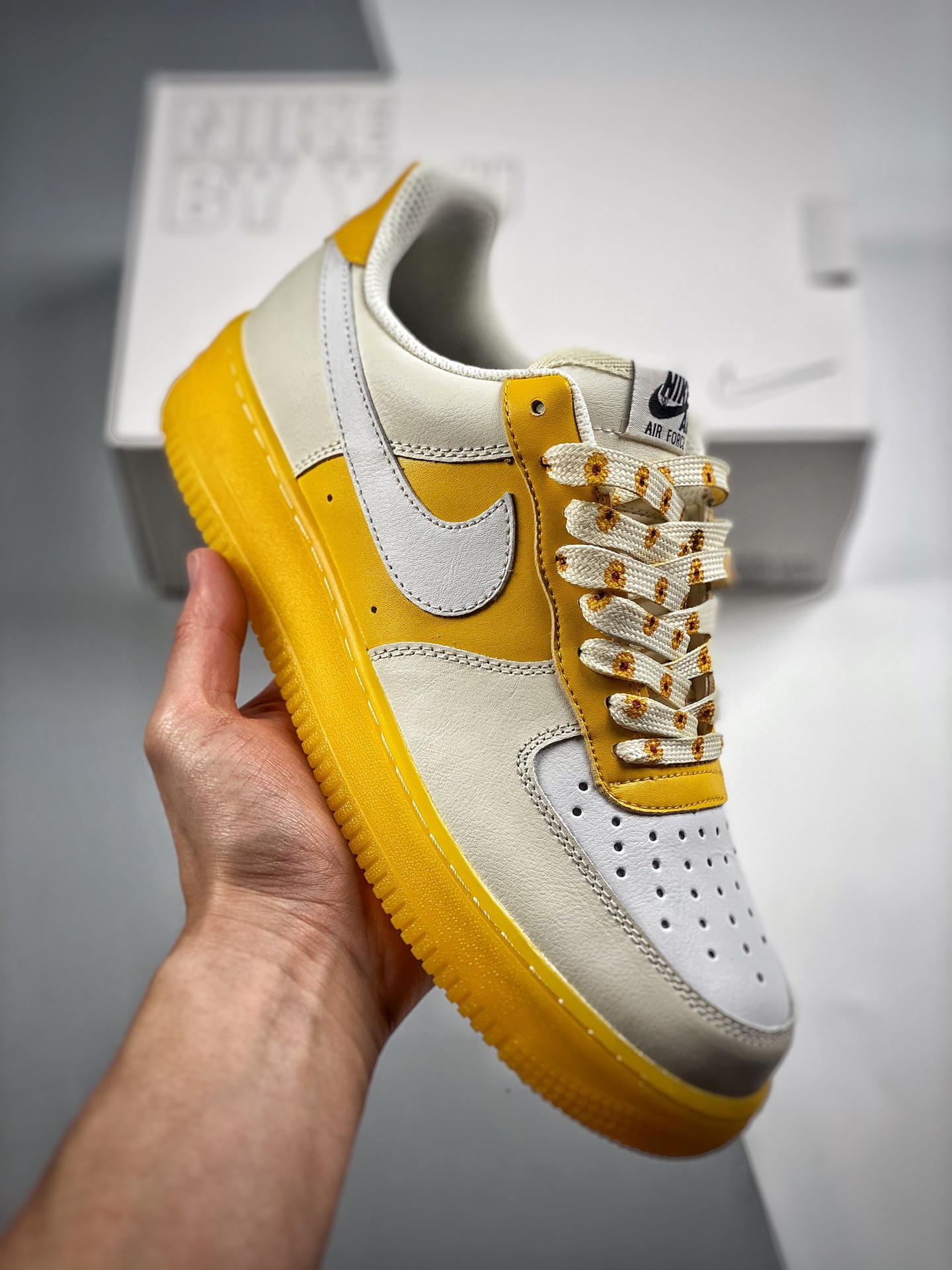 -3 Nike Air Force 1 '07 Low "amarillo gris blanco" Air Force 1 low top zapatos deportivos, zapatos casuales, borde dora…