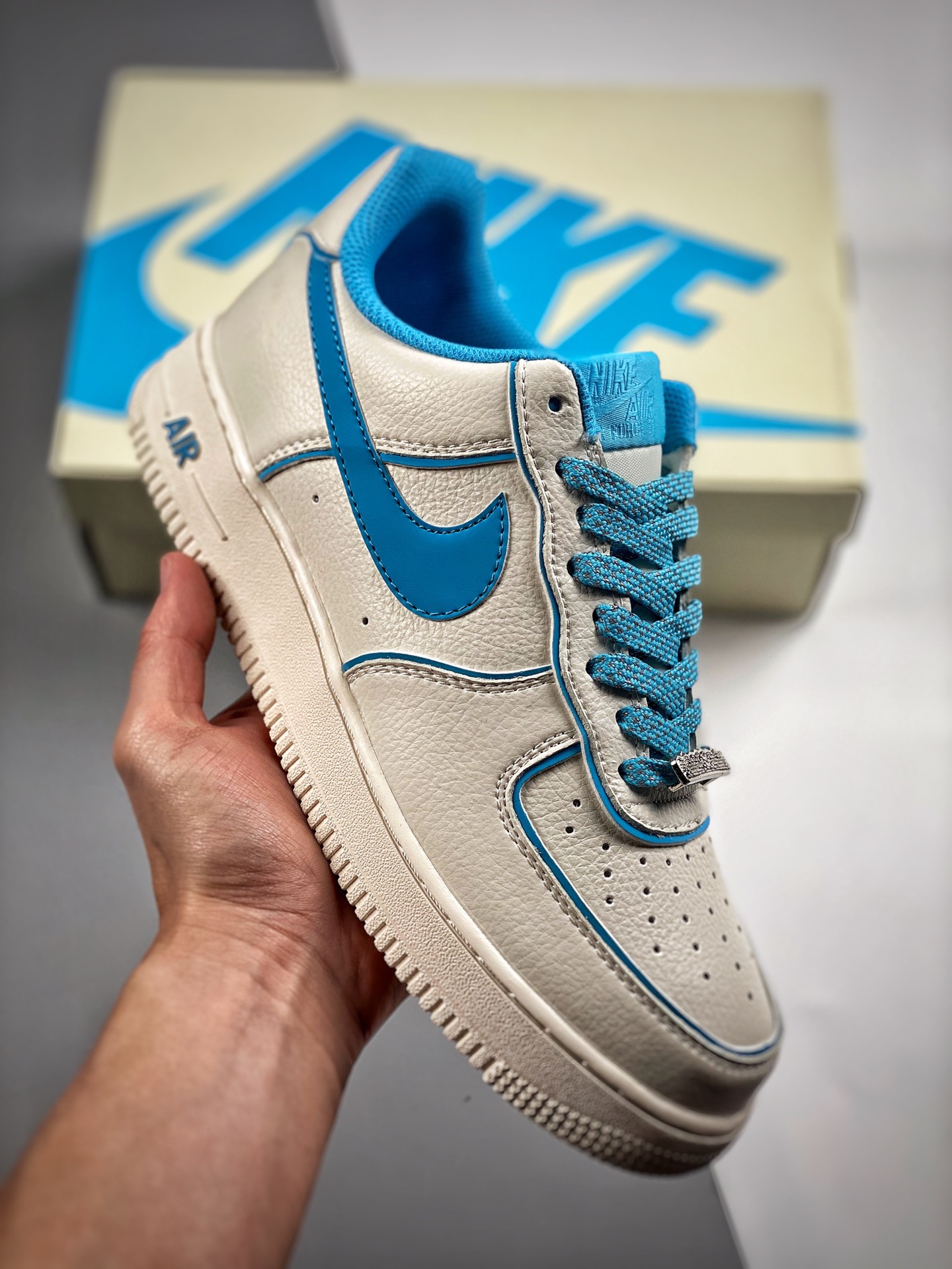 -3 Nike Air Force 1 '07 Low blanco azul brillante "Daredevil" Air Force 1 low top zapatos deportivos casuales, material…