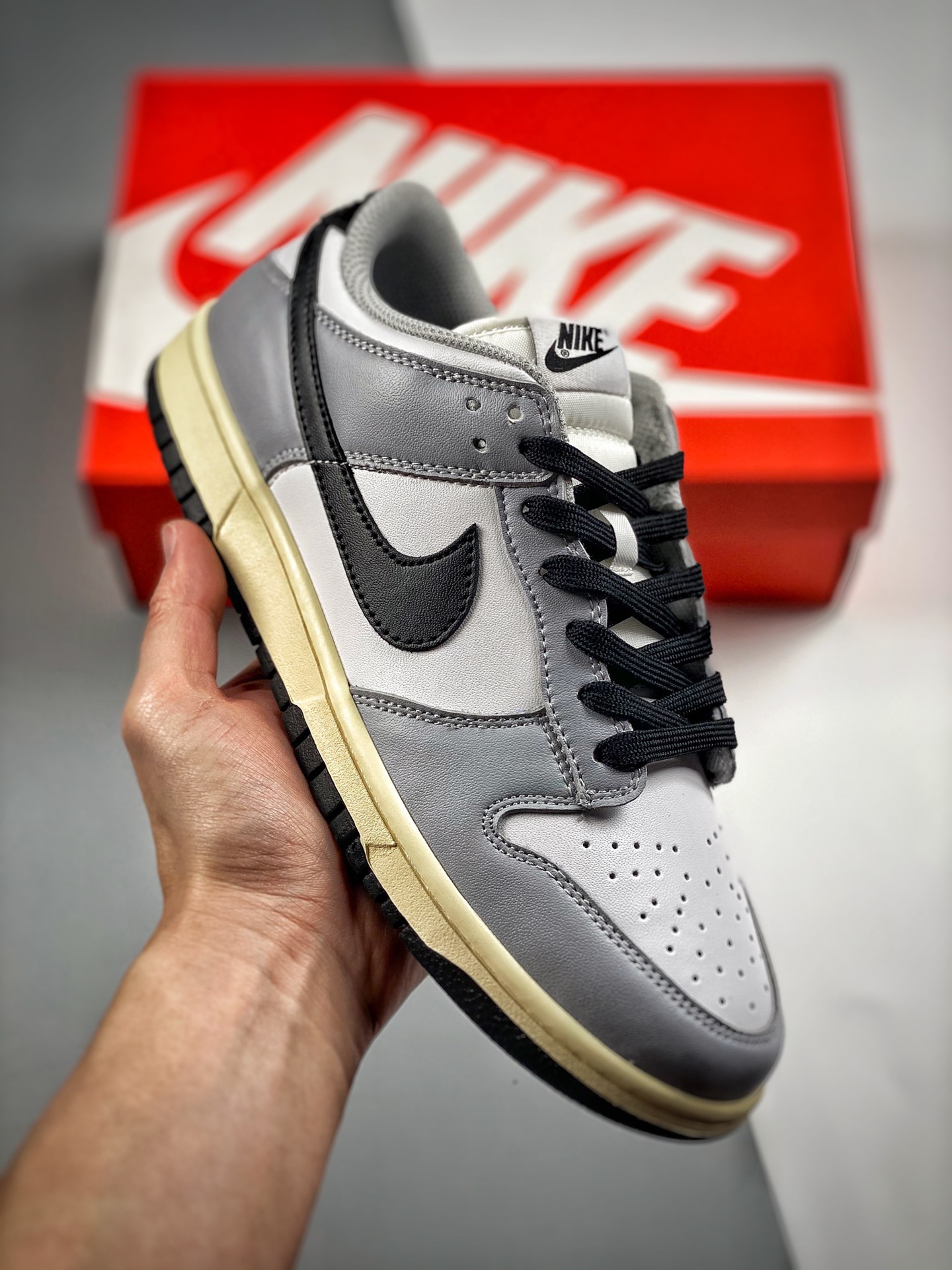 -4 Nk Dunk SB Low Blanco y Gris, producción original de fábrica grande, fotos reales de estreno, material de capa super…