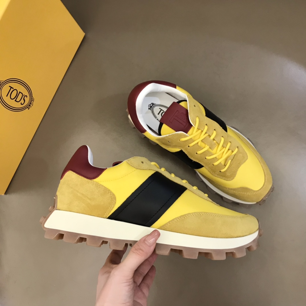 Tod'S托德斯  意大利进口小牛皮拼原版防水布面新款男士休闲运动鞋