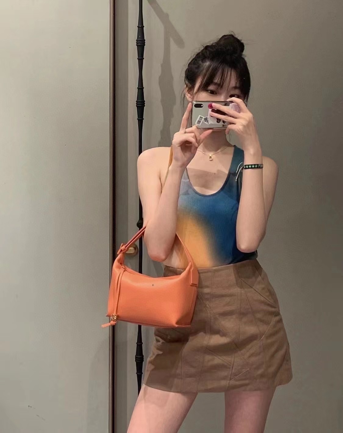 LOEWE罗意威 520情人节限定款 cubi全皮饭盒包 0559橙