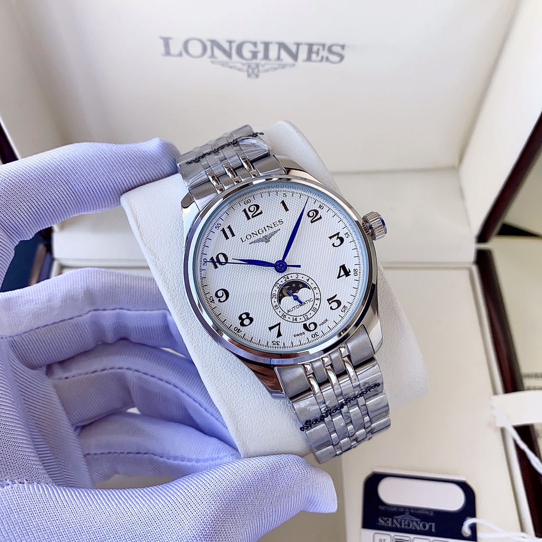 全新升级 经典之作浪琴  Longines  男士腕表 全自动机械机芯 矿物强化玻璃 316L精钢表壳 精钢表带 简约风格 商务休闲 尺寸:直径40mm 厚度12mm