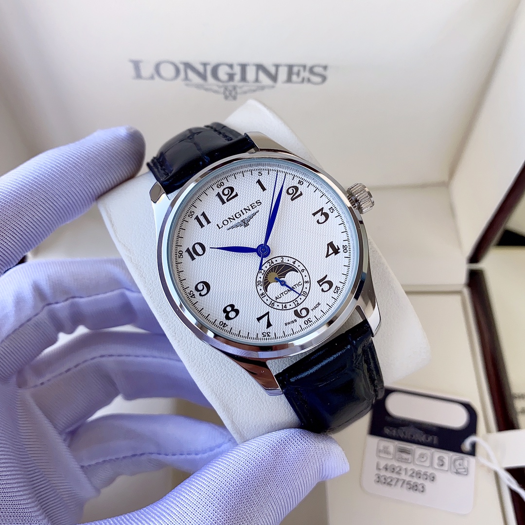 全新升级 经典之作浪琴  Longines  男士腕表 全自动机械机芯 矿物强化玻璃 316L精钢表壳 真皮表带 简约风格 商务休闲 尺寸:直径40mm 厚度12mm