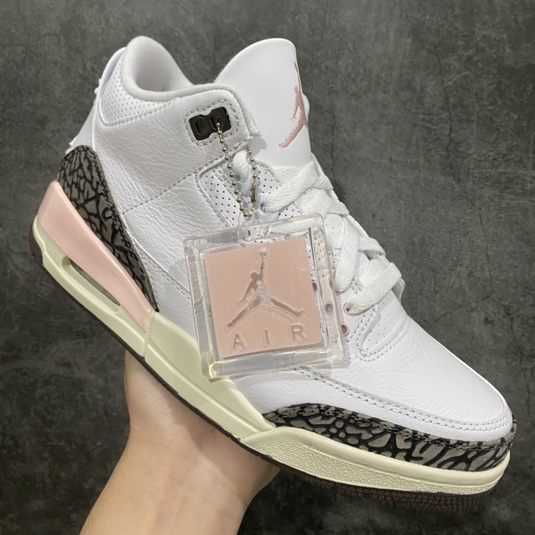 图片[3]-Air Jordan AJ3 白棕樱花粉爆裂CK9246-102 外贸纯原出货 细节材料依旧拉满配置 无需太多文案 直接看实拍 尺码：40-47.5-选品中心