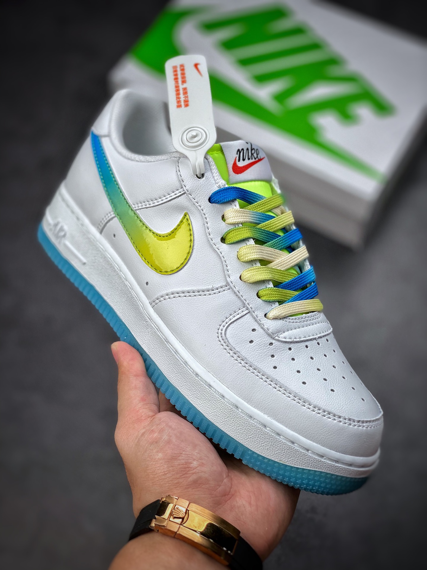 240 Nike Air Force 1 Low 07 白蓝黄渐变 冰柠檬配色 TO1232-111