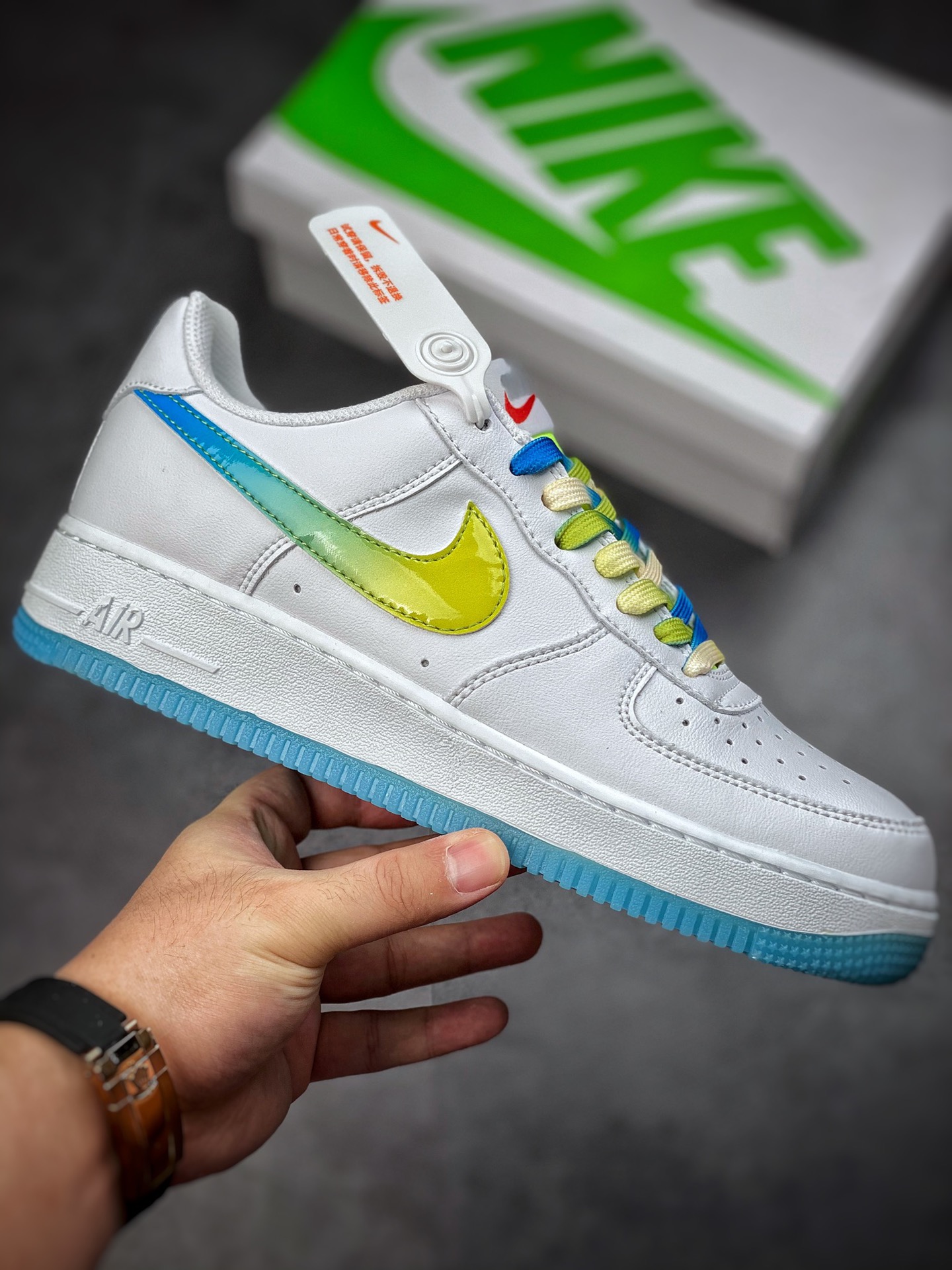 240 Nike Air Force 1 Low 07 白蓝黄渐变 冰柠檬配色 TO1232-111