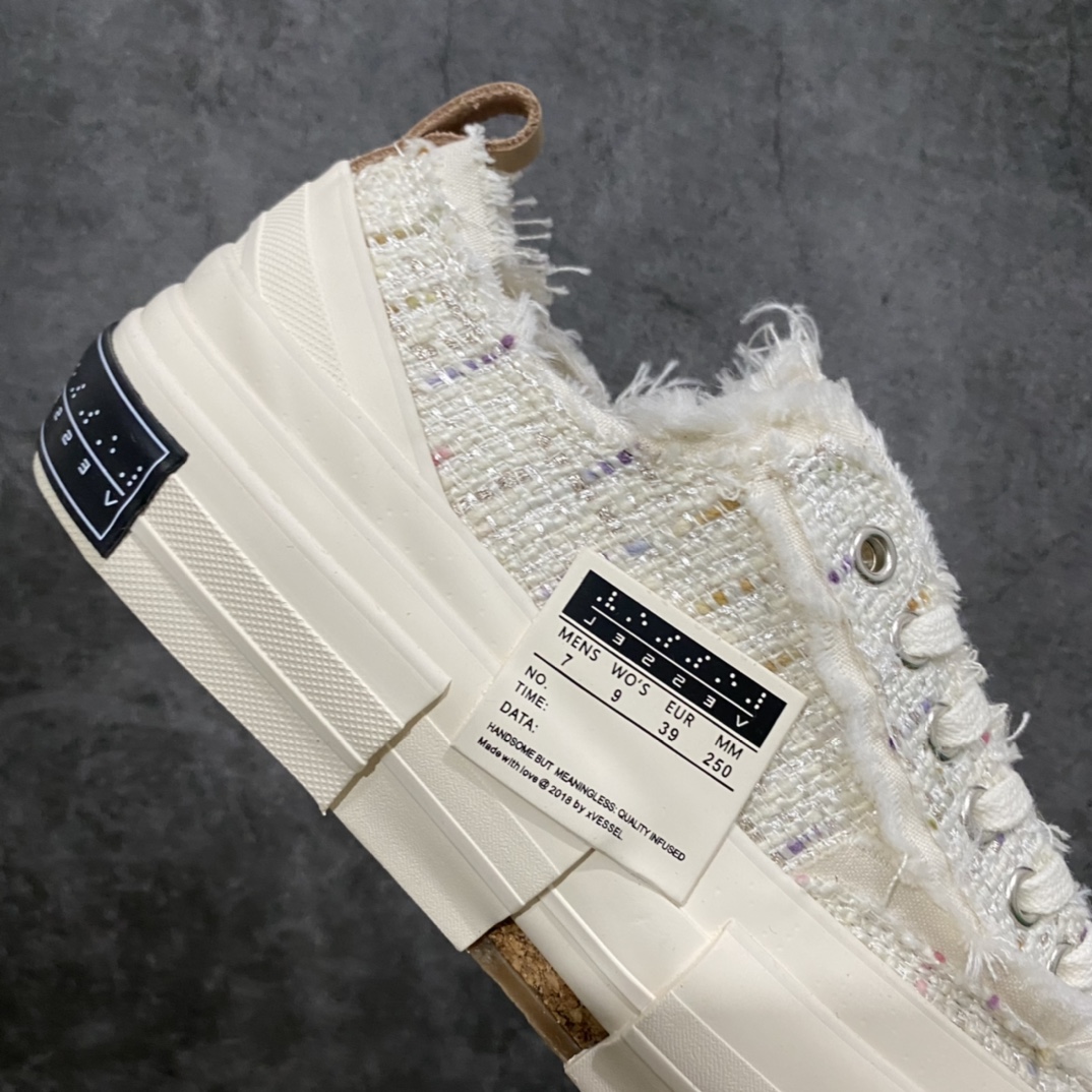 图片[9]-xVESSEL G.O.P. Low 吴建豪主理品牌 解构重叠厚底软木低帮硫化板鞋 小香风 原鞋数据开发 终端优势供应 当前市售最高版本 正确半贴合鞋标工艺 正确鞋头上翘整体楦型 紫外光变色效果 原厂12蛊司厚实舒适帆布面料 流苏做旧复古效果 支持NFC网页编码识别 升级厚实木塞内底 纯手工贴合多重围条硫化工艺 市售最强品质 实拍即所得 秒杀市场所有版本 随意对比 尺码：35 36 37 38 39 40 41 42 43 44 45-选品中心