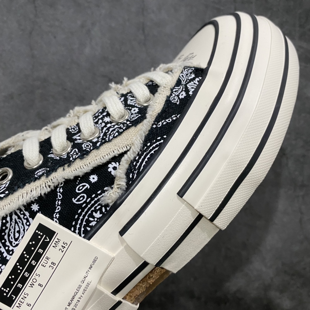 图片[6]-xVESSEL G.O.P. Low 吴建豪主理品牌 解构重叠厚底软木低帮硫化板鞋 腰果花 原鞋数据开发 终端优势供应 当前市售最高版本 正确半贴合鞋标工艺 正确鞋头上翘整体楦型 紫外光变色效果 原厂12蛊司厚实舒适帆布面料 流苏做旧复古效果 支持NFC网页编码识别 升级厚实木塞内底 纯手工贴合多重围条硫化工艺 市售最强品质 实拍即所得 秒杀市场所有版本 随意对比 尺码：35 36 37 38 39 40 41 42 43 44 45-选品中心