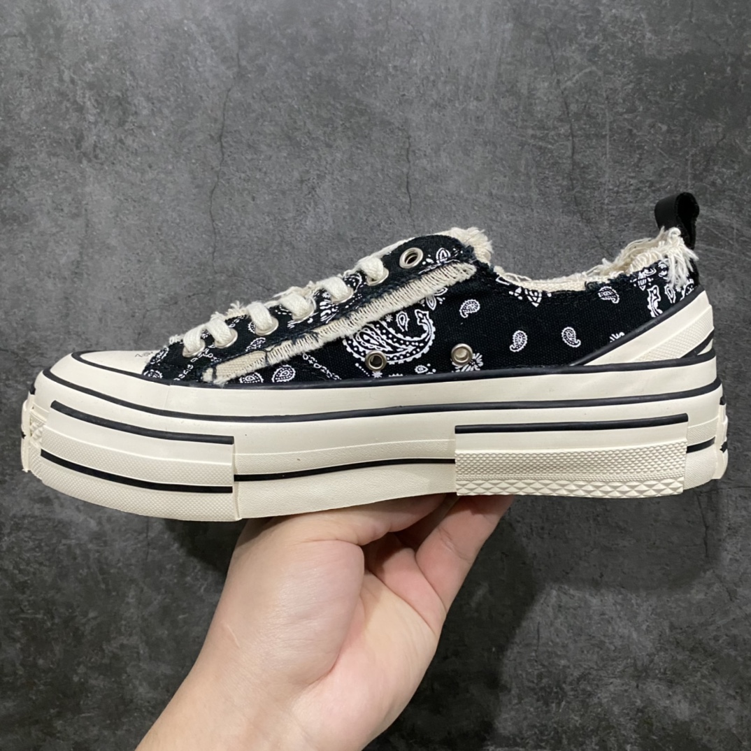 图片[2]-xVESSEL G.O.P. Low 吴建豪主理品牌 解构重叠厚底软木低帮硫化板鞋 腰果花 原鞋数据开发 终端优势供应 当前市售最高版本 正确半贴合鞋标工艺 正确鞋头上翘整体楦型 紫外光变色效果 原厂12蛊司厚实舒适帆布面料 流苏做旧复古效果 支持NFC网页编码识别 升级厚实木塞内底 纯手工贴合多重围条硫化工艺 市售最强品质 实拍即所得 秒杀市场所有版本 随意对比 尺码：35 36 37 38 39 40 41 42 43 44 45-选品中心