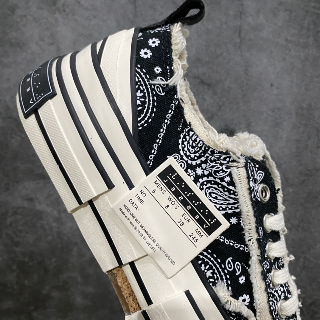 图片[7]-xVESSEL G.O.P. Low 吴建豪主理品牌 解构重叠厚底软木低帮硫化板鞋 腰果花 原鞋数据开发 终端优势供应 当前市售最高版本 正确半贴合鞋标工艺 正确鞋头上翘整体楦型 紫外光变色效果 原厂12蛊司厚实舒适帆布面料 流苏做旧复古效果 支持NFC网页编码识别 升级厚实木塞内底 纯手工贴合多重围条硫化工艺 市售最强品质 实拍即所得 秒杀市场所有版本 随意对比 尺码：35 36 37 38 39 40 41 42 43 44 45-选品中心