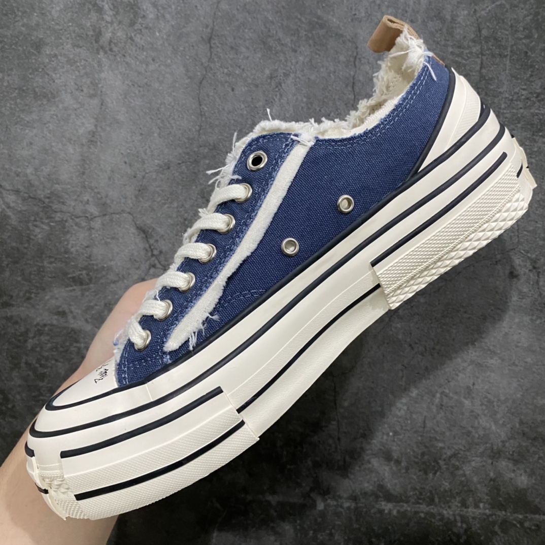 图片[8]-xVESSEL G.O.P. Low 吴建豪主理品牌 解构重叠厚底软木低帮硫化板鞋 深蓝色 原鞋数据开发 终端优势供应 当前市售最高版本 正确半贴合鞋标工艺 正确鞋头上翘整体楦型 紫外光变色效果 原厂12蛊司厚实舒适帆布面料 流苏做旧复古效果 支持NFC网页编码识别 升级厚实木塞内底 纯手工贴合多重围条硫化工艺 市售最强品质 实拍即所得 秒杀市场所有版本 随意对比 尺码：35 36 37 38 39 40 41 42 43 44 45-选品中心