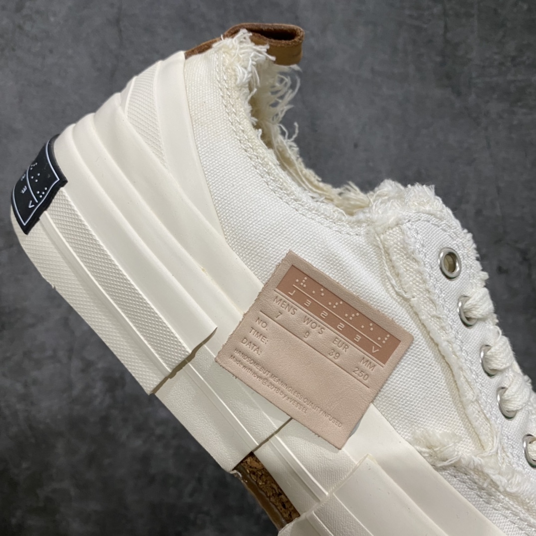 图片[6]-xVESSEL G.O.P. Low 吴建豪主理品牌 解构重叠厚底软木低帮硫化板鞋 米白 原鞋数据开发 终端优势供应 当前市售最高版本 正确半贴合鞋标工艺 正确鞋头上翘整体楦型 紫外光变色效果 原厂12蛊司厚实舒适帆布面料 流苏做旧复古效果 支持NFC网页编码识别 升级厚实木塞内底 纯手工贴合多重围条硫化工艺 市售最强品质 实拍即所得 秒杀市场所有版本 随意对比 尺码：35 36 37 38 39 40 41 42 43 44 45-选品中心