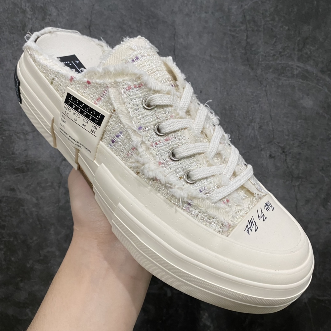 图片[3]-xVESSEL G.O.P. Low 吴建豪主理品牌 解构重叠厚底软木低帮硫化板鞋 小香风半拖 原鞋数据开发 终端优势供应 当前市售最高版本 正确半贴合鞋标工艺 正确鞋头上翘整体楦型 紫外光变色效果 原厂12蛊司厚实舒适帆布面料 流苏做旧复古效果 支持NFC网页编码识别 升级厚实木塞内底 纯手工贴合多重围条硫化工艺 市售最强品质 实拍即所得 秒杀市场所有版本 随意对比 尺码：35 36 37 38 39 40 41 42 43 44 45-选品中心