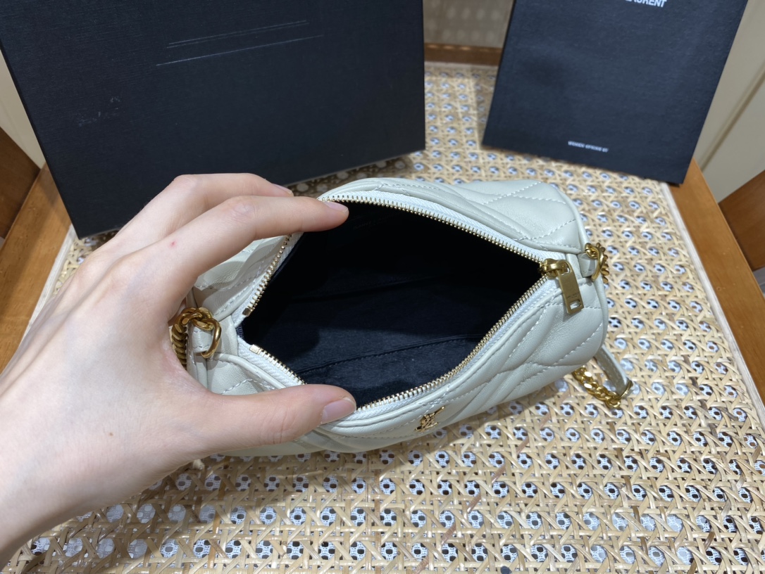 Saint laurent Ysl 𝗦𝗔𝗗𝗘 迷你圆管手袋 699703白色
