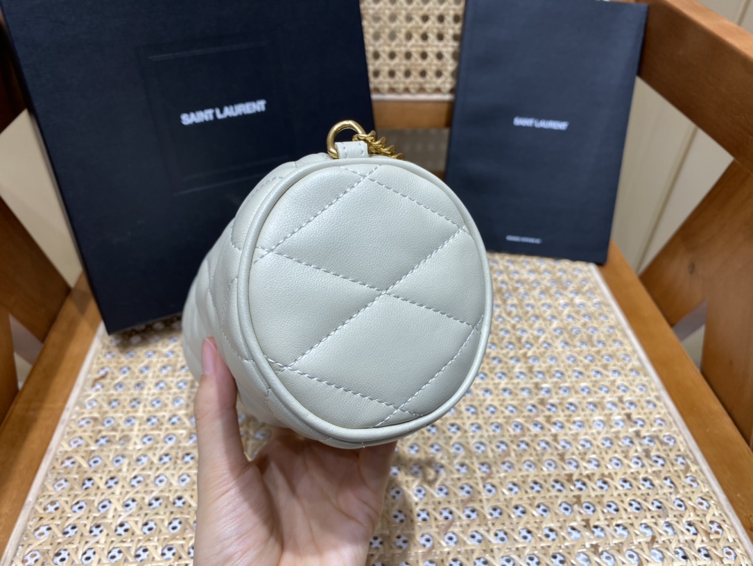 Saint laurent Ysl 𝗦𝗔𝗗𝗘 迷你圆管手袋 699703白色