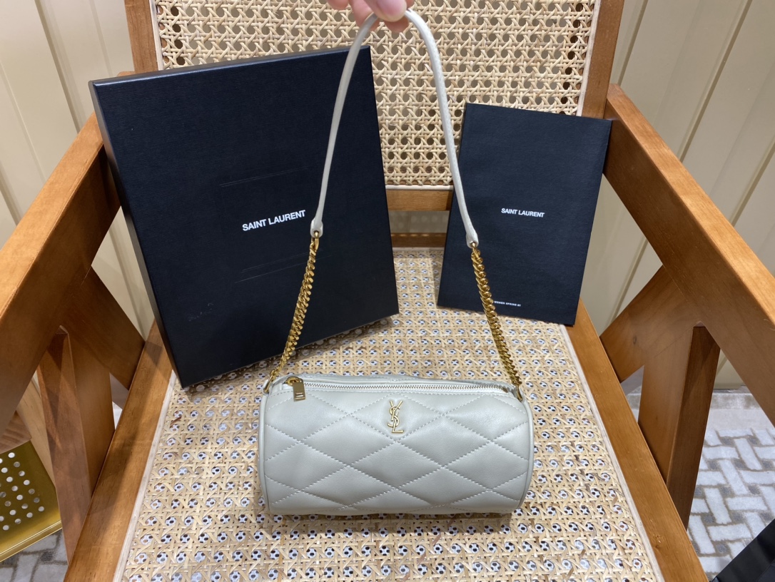 Saint laurent Ysl 𝗦𝗔𝗗𝗘 迷你圆管手袋 699703白色