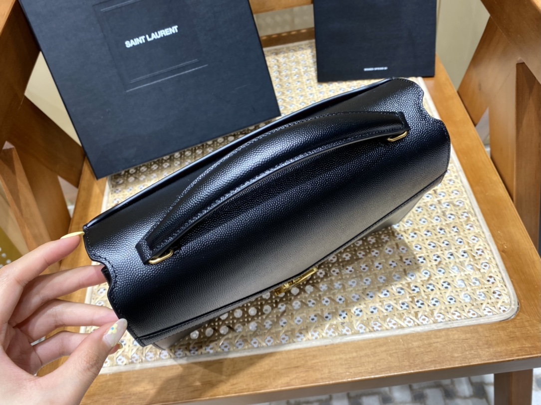 Saint Laurent Ysl CASSANDRA鱼子酱纹手拎包 578000黑色