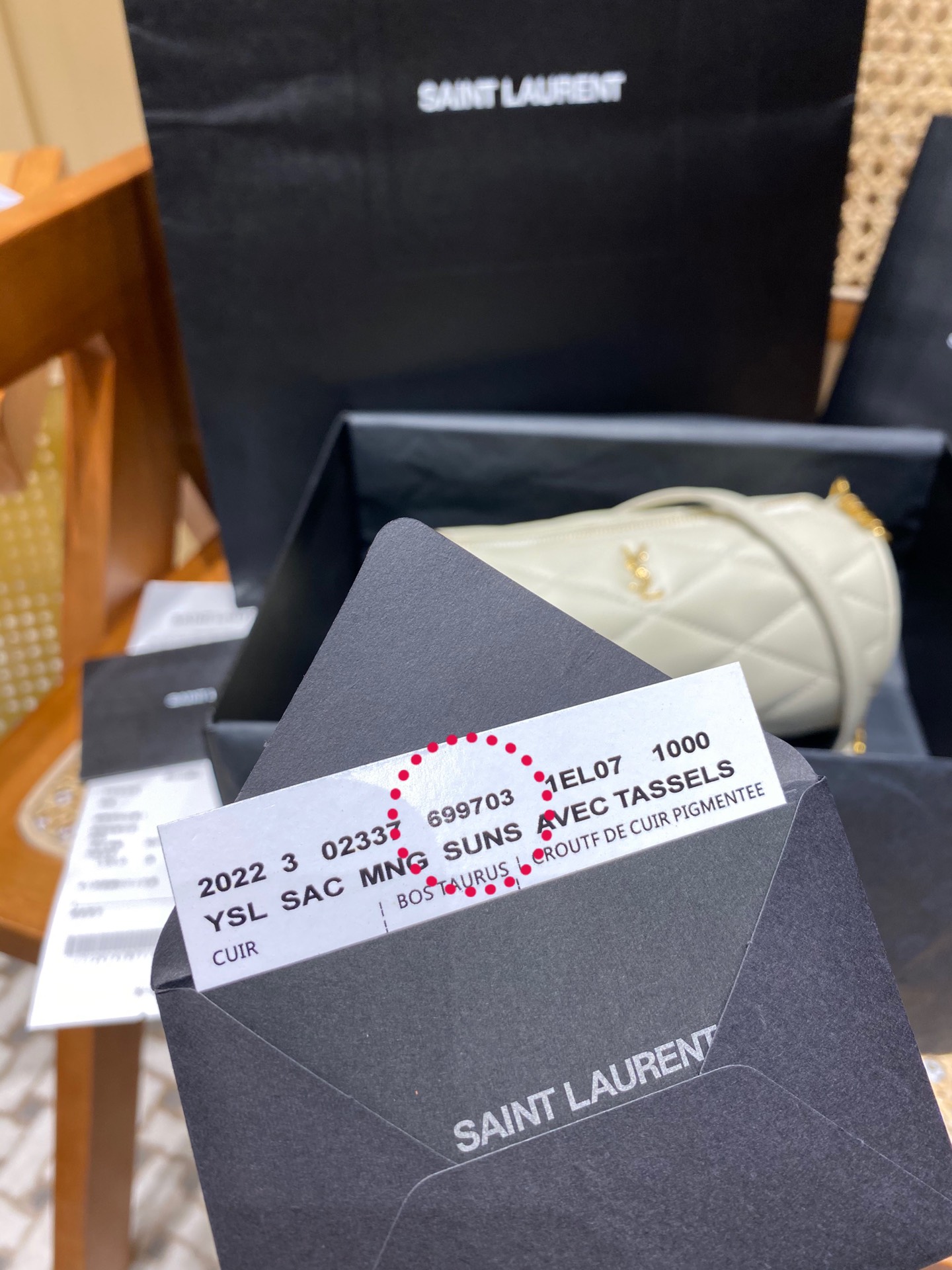 Saint laurent Ysl 𝗦𝗔𝗗𝗘 迷你圆管手袋 699703白色