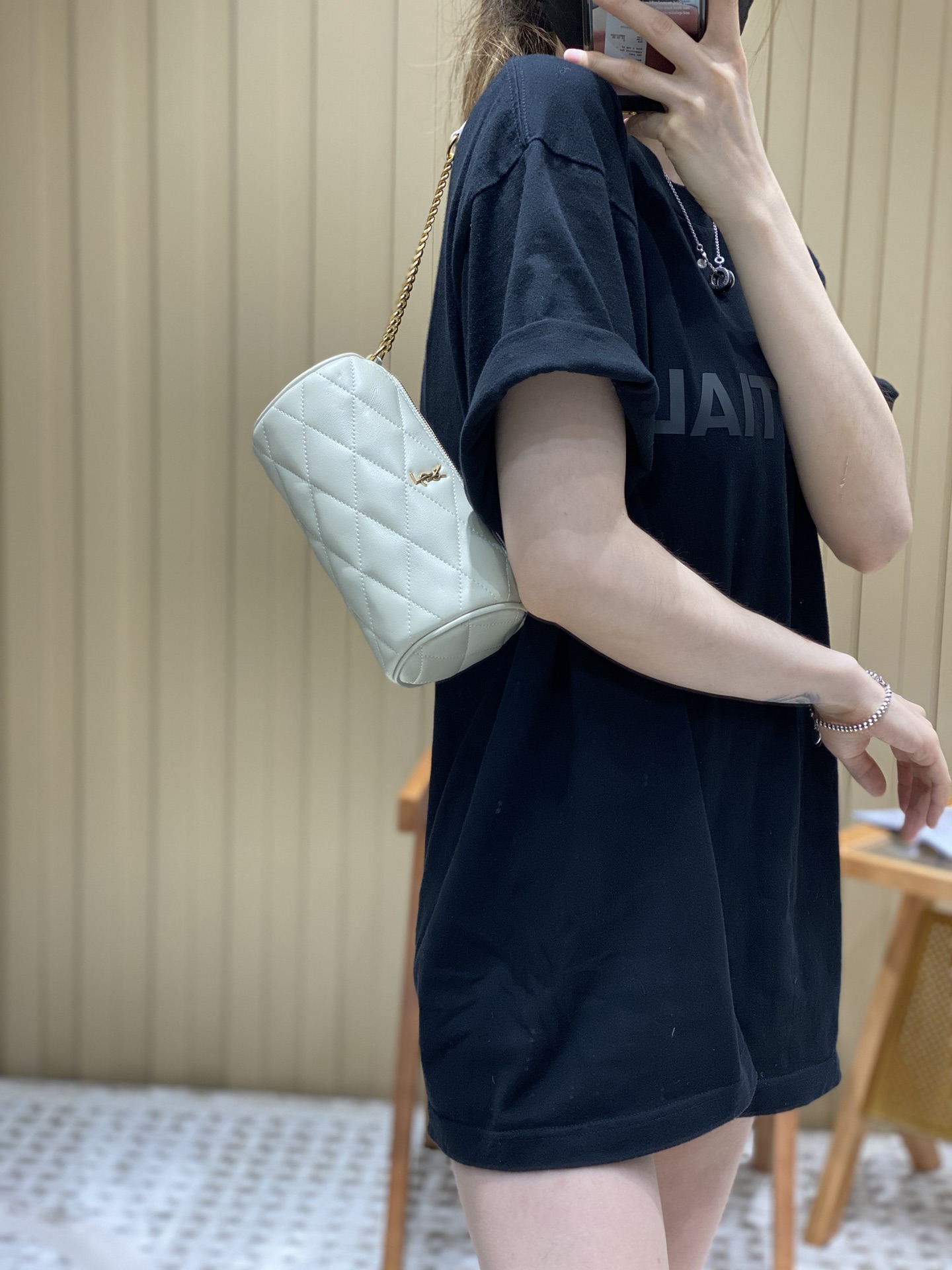 Saint laurent Ysl 𝗦𝗔𝗗𝗘 迷你圆管手袋 699703白色