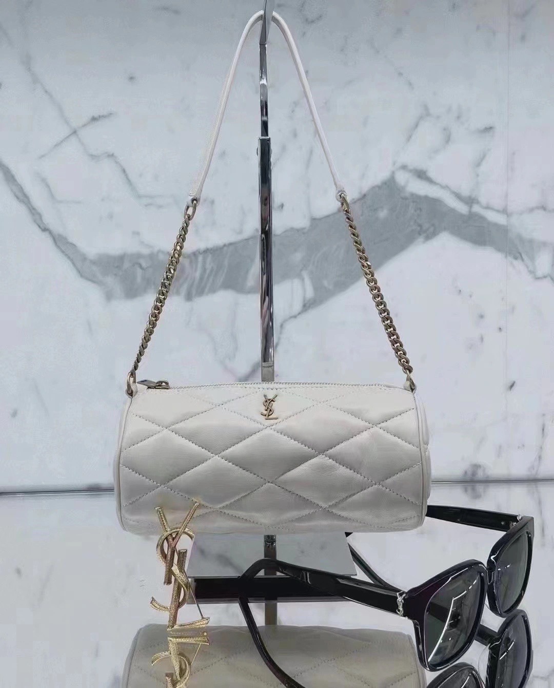 Saint laurent Ysl 𝗦𝗔𝗗𝗘 迷你圆管手袋 699703白色