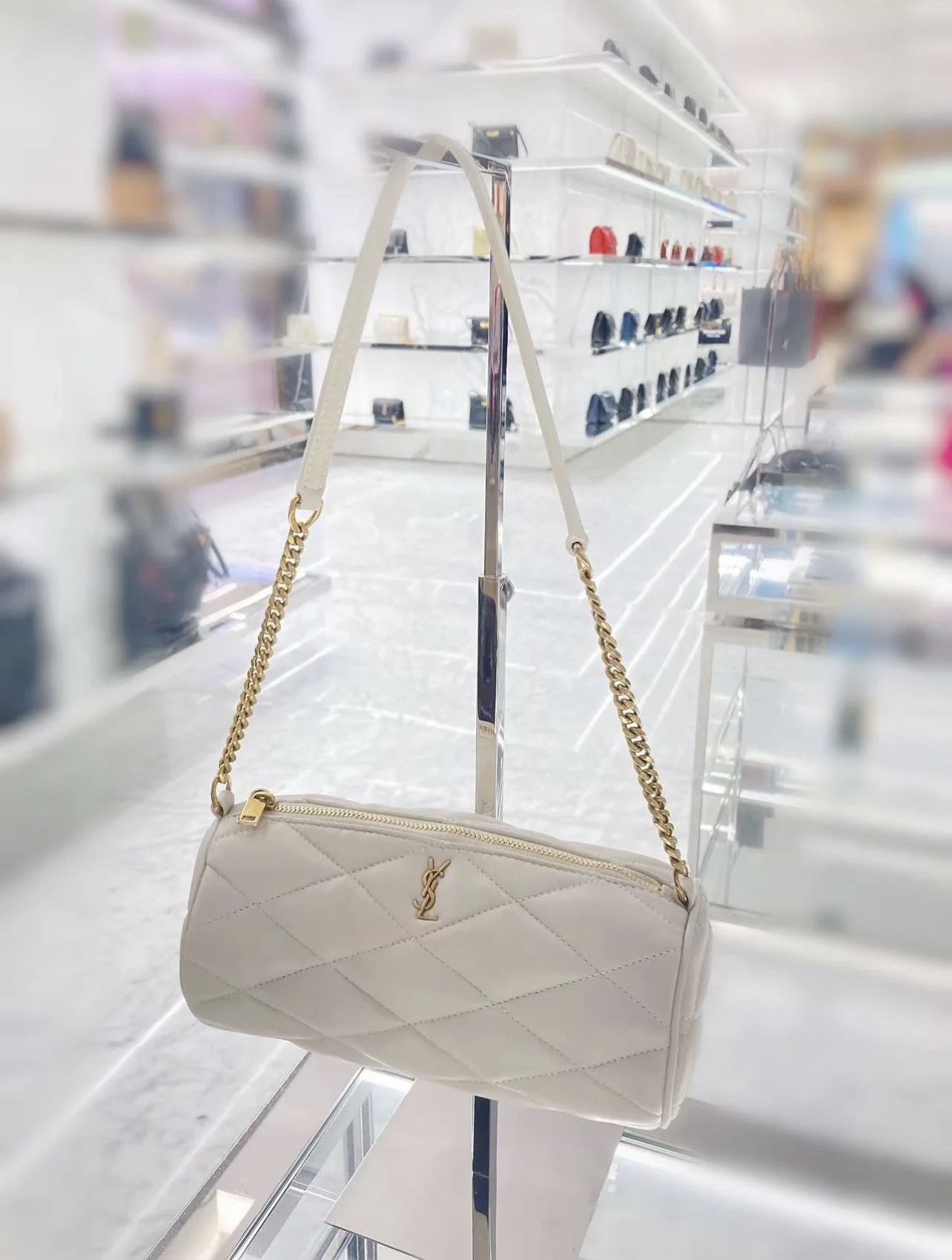 Saint laurent Ysl 𝗦𝗔𝗗𝗘 迷你圆管手袋 699703白色