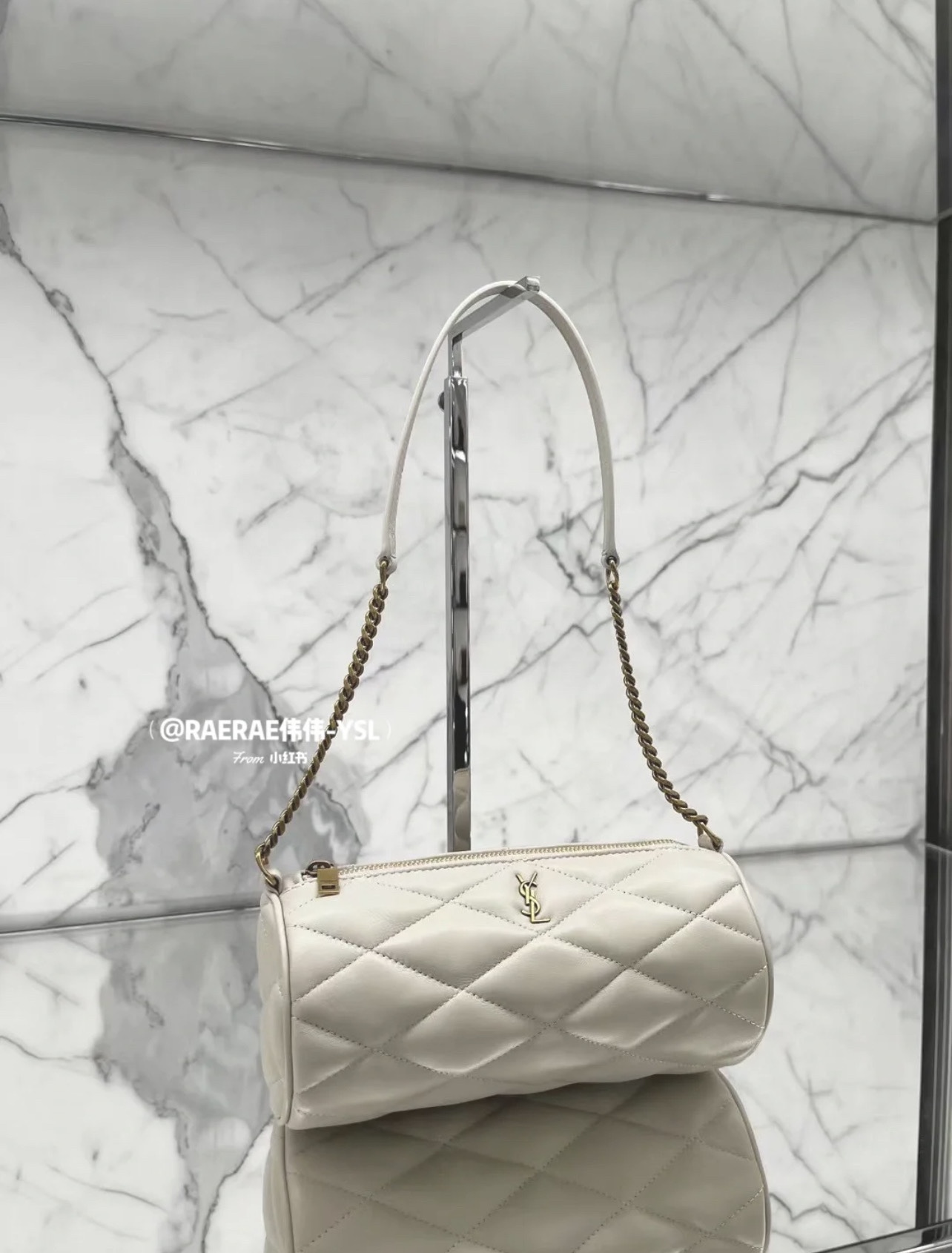 Saint laurent Ysl 𝗦𝗔𝗗𝗘 迷你圆管手袋 699703白色