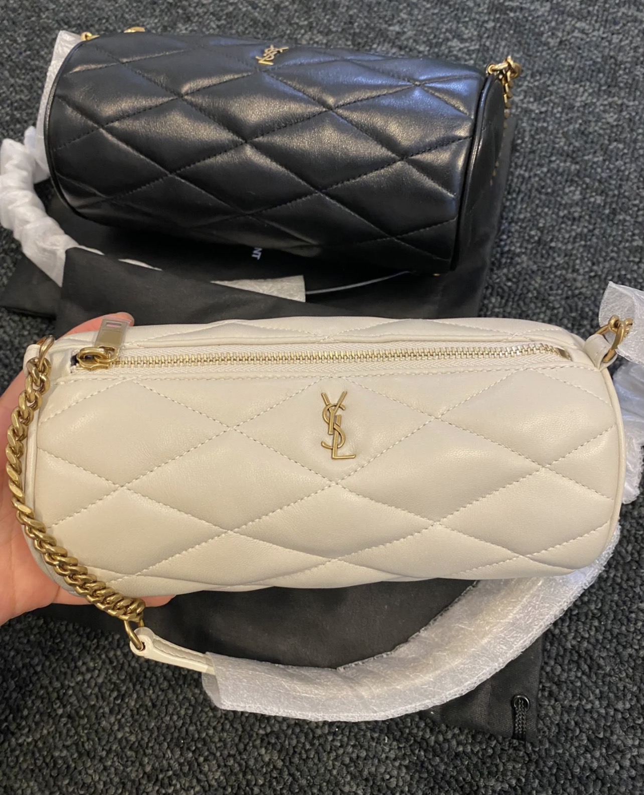 Saint laurent Ysl 𝗦𝗔𝗗𝗘 迷你圆管手袋 699703白色