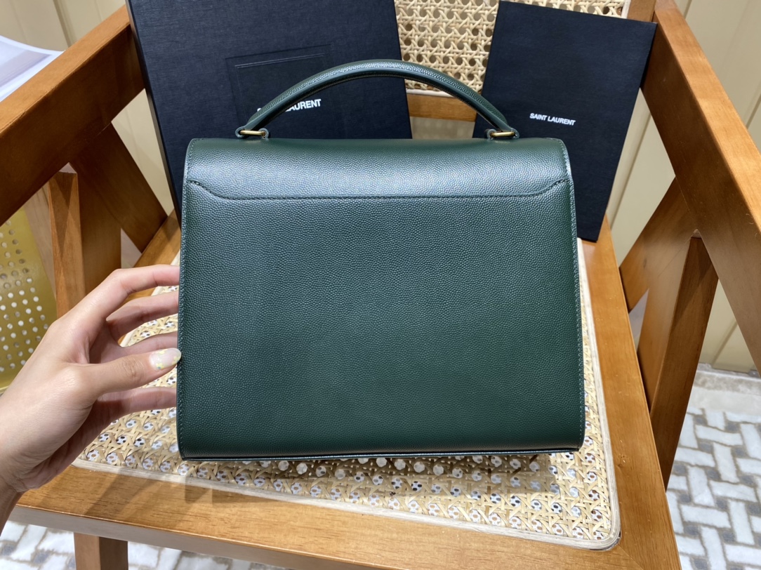Saint Laurent Ysl CASSANDRA鱼子酱纹手拎包 578000墨绿色