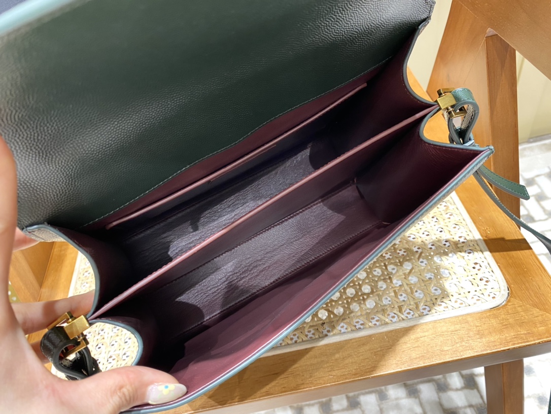 Saint Laurent Ysl CASSANDRA鱼子酱纹手拎包 578000墨绿色