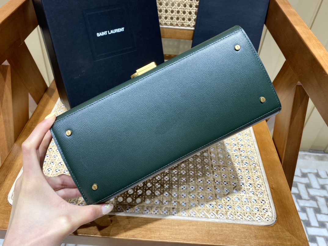 Saint Laurent Ysl CASSANDRA鱼子酱纹手拎包 578000墨绿色