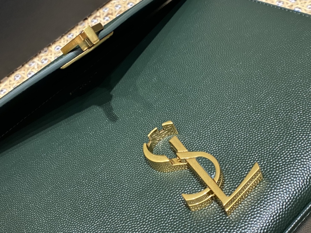 Saint Laurent Ysl CASSANDRA鱼子酱纹手拎包 578000墨绿色
